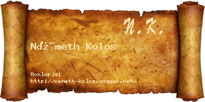 Németh Kolos névjegykártya